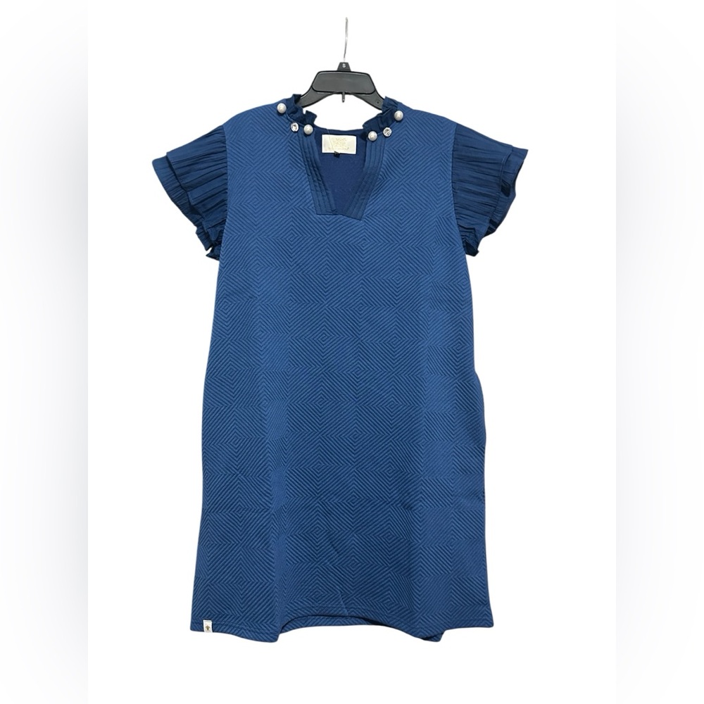 Simply Southern Navy Quilten Textured Top with Pearl Glitzy Accents - Picture 2 of 8
